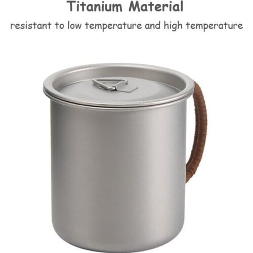 Titanium Metal Mug Coffee Cup Outdoor Camping Pot Cooking Pots Picnic Hang Pot 450ml Beverage Cup Can Boil Water