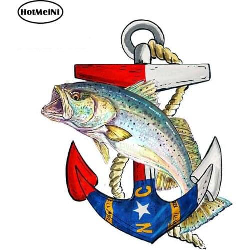 HotMeiNi 13cm x 10.8cm NC Anchor Speckled Trout Vinyl Decal Sticker Car Truck Cooler Tumbler Car Sticker Waterproof Graphic