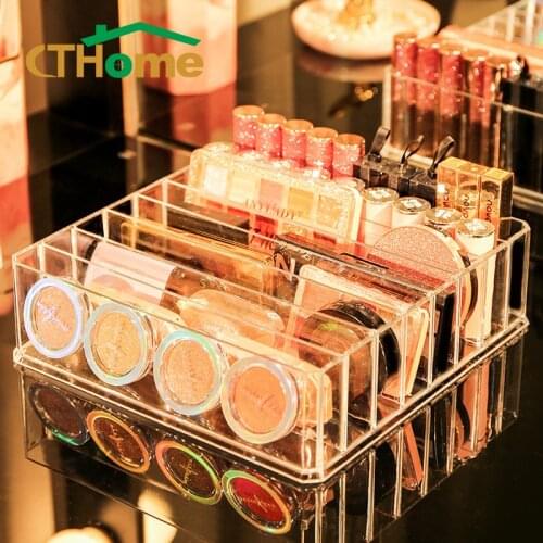 High capacity Clear Acrylic Makeup Pressed powder Tools Eyeshadow Palette Organizer Powder Case Multi-layer desktop storage rack