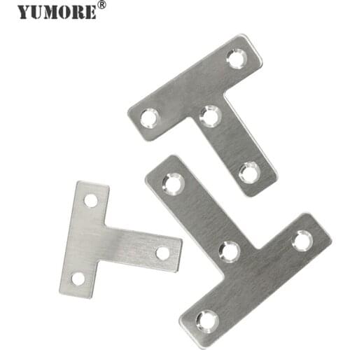 YUMORE 10pcs Right Angle Corner T Brackets For Wood Shelf Chair Stainless Steel Furniture Corner Brace Stand Supporting Hardware