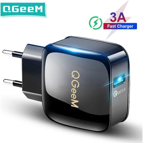 QGEEM QC 3.0 USB Charger Quick Charge 3.0 Phone Charger for iPhone 18W3A Fast Charger for Huawei Samsung Xiaomi Redmi EU US Plug