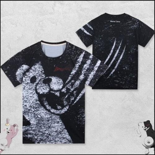 Zhomecos Cotton Anime Danganronpa Monokuma Komaeda Nagito Short Sleeved T-Shirt Costumes Cosplay For Woman Man