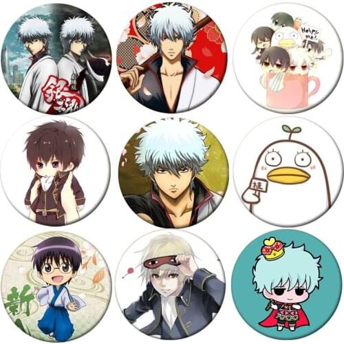 1pcs Anime GINTAMA Cosplay Badge Sakata Gintoki Brooch Pin Sadaharu Hijikata Toushirou Collection Badge for Backpack Clothes