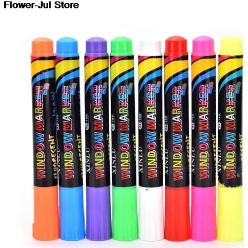 1Pcs White Board Maker Pen White Board Whiteboard Marker Liquid Chalk Erasable Glass Ceramics Maker Pen Easy Erasing 8 Colors