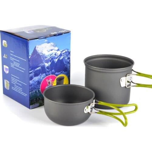 2pcs Ultralight Camping Cookware Utensils Hiking Picnic Backpacking Camping Tableware Pot Pan Outdoor Tableware Set