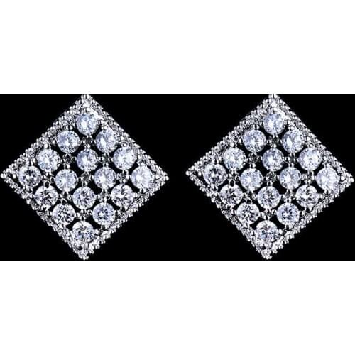 2016 Luxury white Gold Color Popular High Quality Multicolor AAA CZ Square Shape Lady Wedding Party Stud Earrings GLE3683