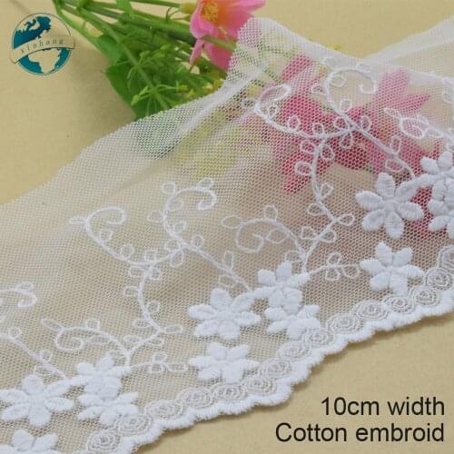 3yards 10cm width cotton embroid lace sewing ribbon guipure trims fabric dolls lace DIY Garment Accessories wedding lace#3451