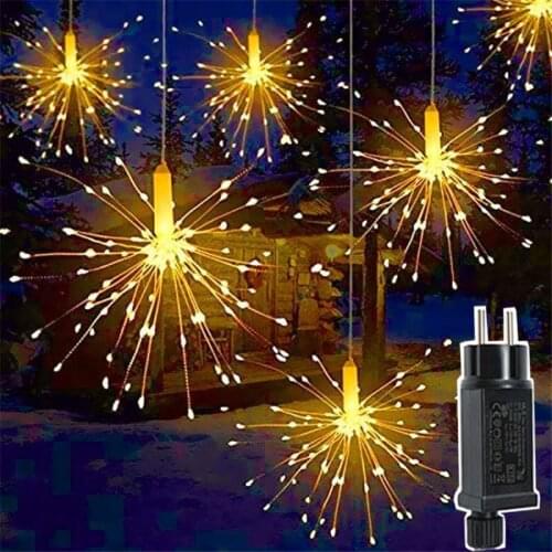 5/10PCS Christmas Hanging Starburst String Light Copper Wire Firework Fairy Garland light For Home Garden Wedding Party Decor