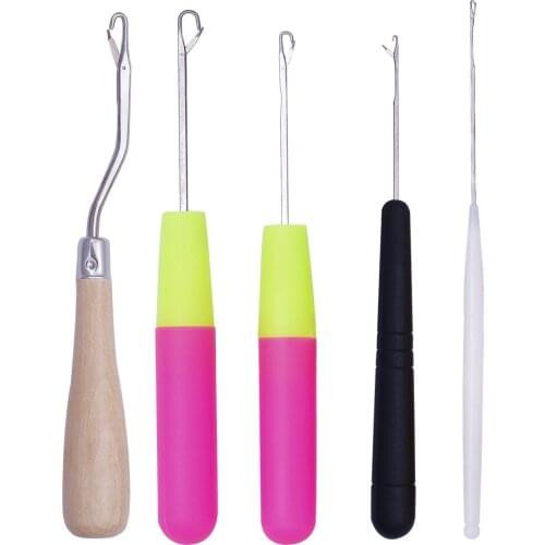 5Pcs/Set Different Size Bent Latch Hook Crochet Needle Hook Bent Latch Hook Hair Tool Kits Crochet Needle for Braid Hair