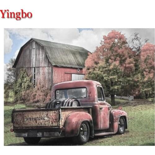 5D DIY Diamond Painting Retro Car Cross Stitch Full Square Drill Diamond Mosaic Country Truck landscape Picture of Rhinestones