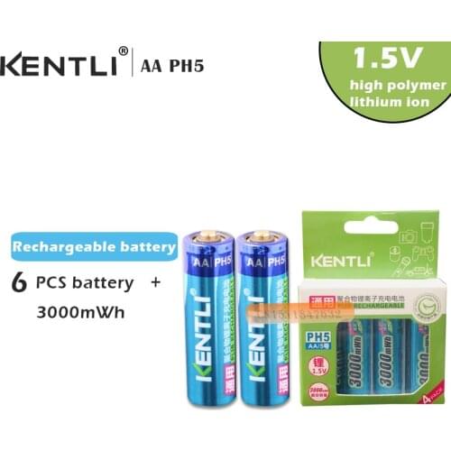 6 pcs/lot 1.5V AA 3000mWh Lithium AA Rechargeble AA Battery Powerful and stable voltage Own it and save your money