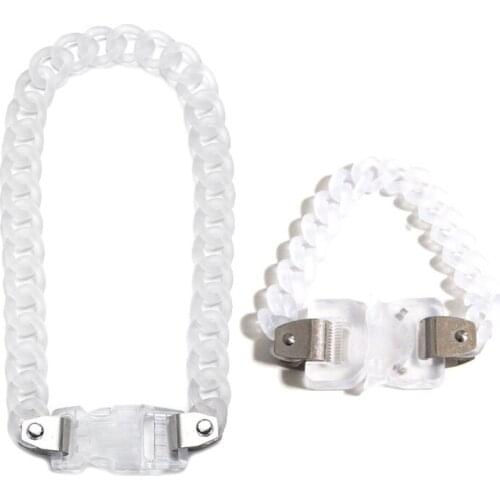 2Pcs Acrylic Chain Buckle Bracelet Necklace Rock Punk Transparent Chain Chokers AXYD