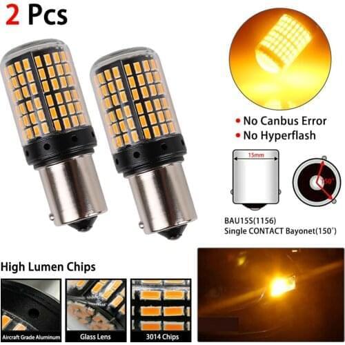 BAU15S 7507 Turn Signal Light PY21W 5009 Canbus No Error Led Bulb Amber Blinker Turn Signal Light 114 SMD 18W Bulb Car Accessory