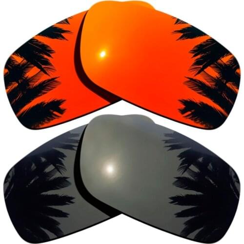 Black+Orange Red Mirrored Coating)2-Pairs Polarized Replacement Lenses for Crankshaft 100% UVA & UVB Protection
