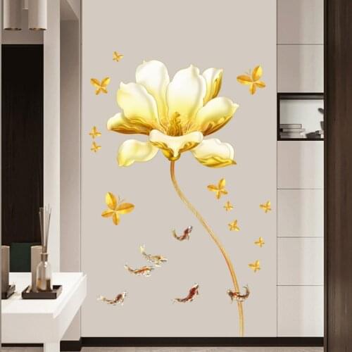 Chinese Style Lotus Wall Stickers Flowers Home Living Room Decoration Teenager Aesthetic Posters on The Wall Home Decor Mural
