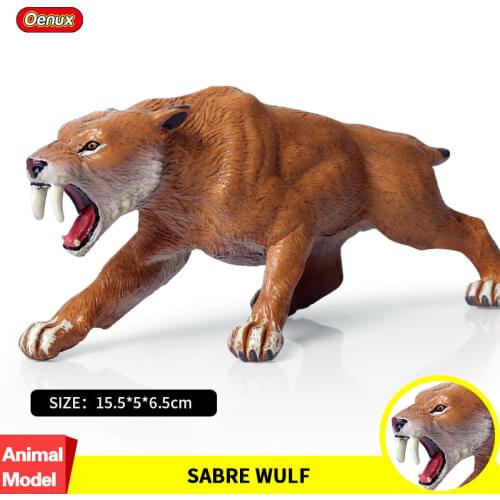 Oenux African Wild Saber-toothed Tiger Simulation Ainmals Classic Savage Cat Tiger Action Figure Model Educational Toy For Kids