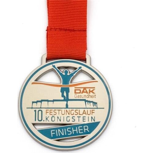 Enamel color Sports Medal custom cheap running game medals hot sales custom oem metal medal with red ribbons