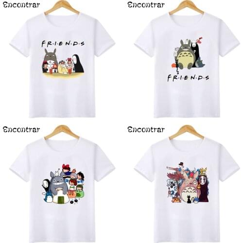 Kawaii Totoro Friends T Shirt Kids Summer Tops Cartoon Children T-shirt Spirited Away Funny Anime Tees Boys Girls Tshirt,HKP2418