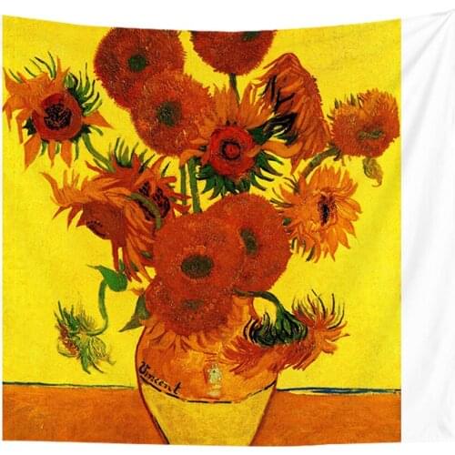 Van Gogh Tapestry Sunflower Printing Art Hanging Cloth Decorative Blanket Fabric Bedroom Background Decorative Blanket Beach