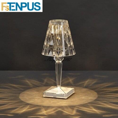 Italian Battery Diamond Table Lamps Bar Light Decor Acrylic Desk Lamp for Living Room Restaurant USB Chargeable Light Fixture