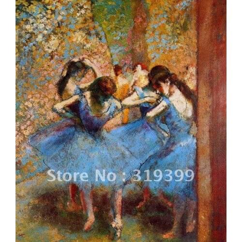 Oil Painting Reproduction on linen canvas,Dancers In Blue by edgar degas ,Free Shipping via FeDex or DHL,100% handmade,Museum