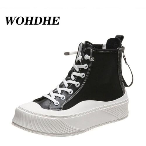 WOHDHE Women High Top Sneakers Ladies Vulcanized Shoes Fashion Comfort Canvas Shoes Trend Casual Flats Sneakers Female
