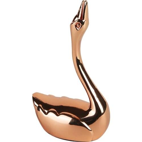 Animal Ring Holder Zinc Alloy Swan Shape Ring Display Holder Stand for Jewelry And Rings Home Room Decor