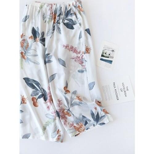 Summer Cool Rayon Cropped Pants Shorts Women Huispak Vrouwen Thin Loose Wide-leg Pants Pajamas Home Pants Can Be Worn Outside