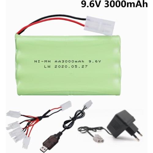 9.6v 3000mah nimh Battery + 9.6v Charger For Rc toys Car Tank Train Robot Boat Gun AA AA Ni-MH 9.6v 2400mah NiMH Battery Pack