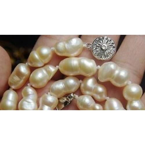 NEW 10-16MM RARE WHITE BAROQUE CULTURED PEARL NECKLACE 18"