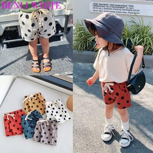 2020 New Cute Summer Children Dots Cotton Linen Shorts For Boys Shorts Toddler Girls Beach Short Sports Pants Baby Clothing 1-5T