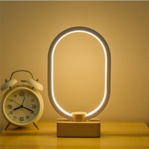 New Nordic Wooden LED Table Lamp Intelligent Dimmable USB Bedside Night Light Home Decorative Lighting Fixture