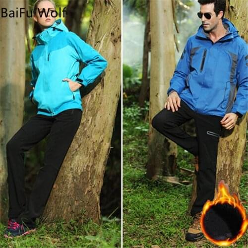 NEW Spring Mens Warm Fleece Softshell Pants Outdoor Waterproof Hiking Camping Trekking Skiing Sportswear Trousers Slim Fit