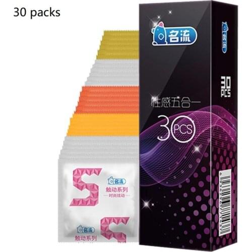 30pcs Mingliu 5 Types Penis Condoms Sexy Latex Dots Pleasure Natural Rubber Condones Male Contraception Penis Sleeve