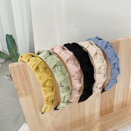 Q Non-slip Korean Style Cloth Fashion Hair Accessories Pure Color for Women Girls Ornaments Knotted Female Hair Hoop Wash Face