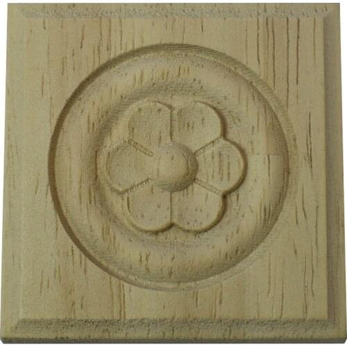 Retro Floral Wood Carved Decal Corner Appliques Frame Wall Furniture Woodcarving Decorative Wooden Figurines Crafts Home Decor