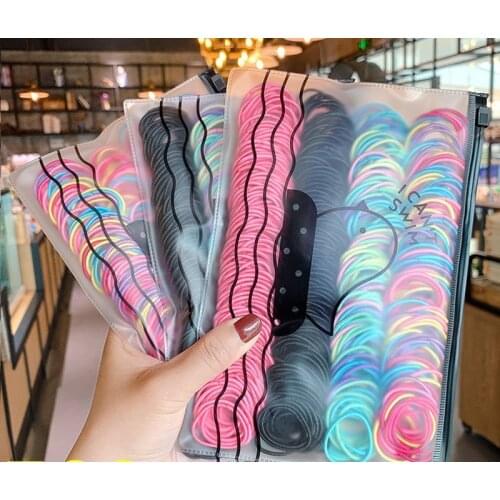 500pcs/Set Bag Packed Girls Cute Colorful Elastic Hair Bands Gum For Ponytail Holder Scrunchie Headband Fashion Hair Accessories