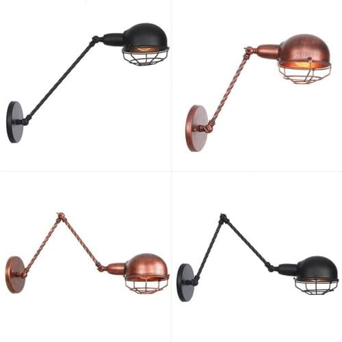 RH foreign original style restoring ancient ways long arm industrial Wall adornment Wall lamp Lighting double section