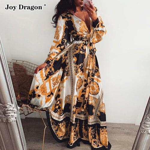 Women Elegant Long Dress Fashion Party Casual Long Sleeve Maxi Sundress Prom Sexy Dresses Chiffon Boho Vintage Female Clothing