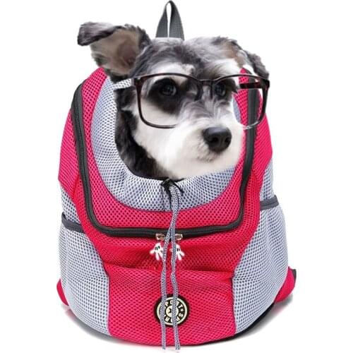 Dog Backpack Dog Carrier Bag Double Shoulder Outdoor Travel Portable Backpack For Dogs Cat Front Bag Mesh Basket Pet Supplies