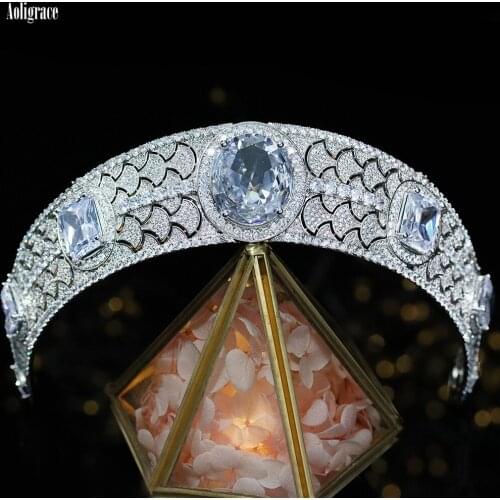 Western AAA Level CZ Zircon Cubic Zirconia Princess Eugenie Wedding Tiaras and Crowns Sweet 16 Pageant Bridal Hair Accessories