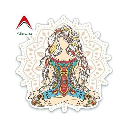Aliauto Creative Car Sticker Mandala Yoga Girl Sticker Waterproof Cover Scratch Decal For Laptop Or Trunk Vinyl,7cm*7cm