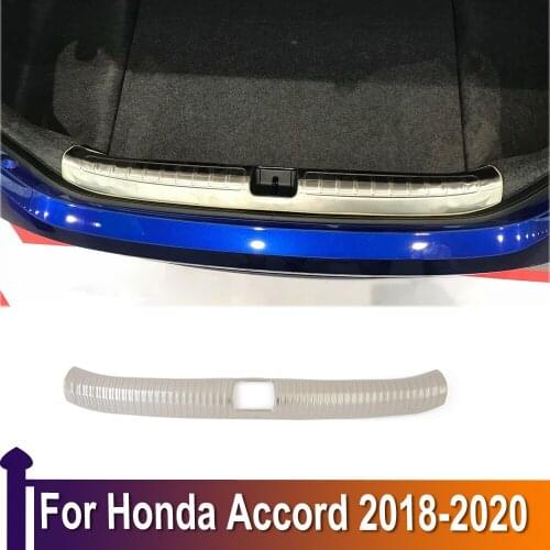 For Honda Accord 2018 2019 2020 Stainless Steel Inner Rear Bumper Pad Protector Trim Tail Trunk Scuff Plate Cover
