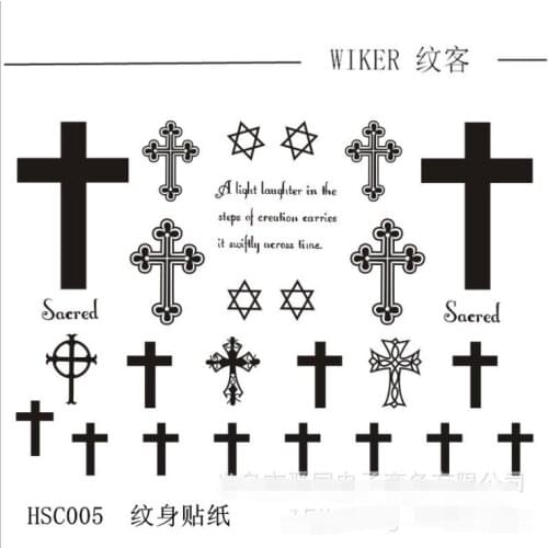 Temporary tatoo cross Waterproof Temporary Tattoo Sticker Small on Finger Neck Hand Flash Tatoo Fake Tatto for Girl Women Men