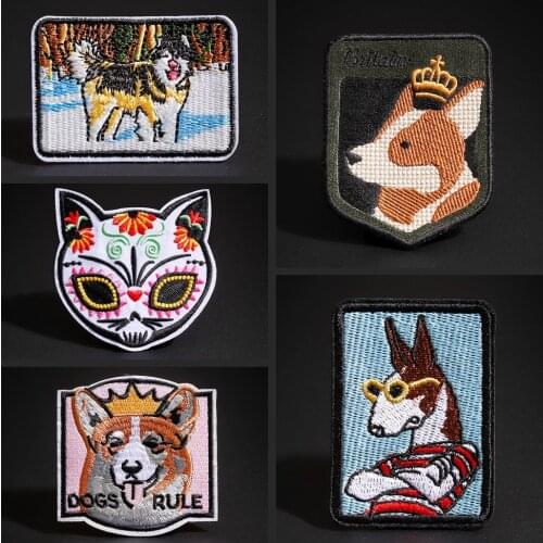 Animals clothing patches Tabby cat large dog cartoon animal sticker crown dog Coat and backpack decoration Cool Badge