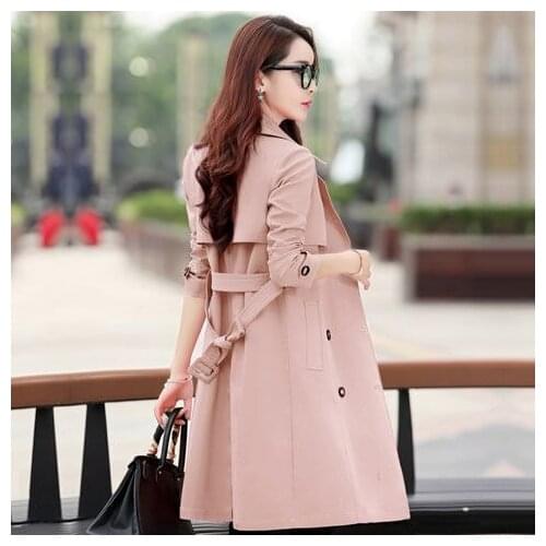 Spring Trench Coat for Women Streetwear Turn-down Collar Double Breasted Coats Female Plus Size 3XL XXXL Sobretudo Feminino