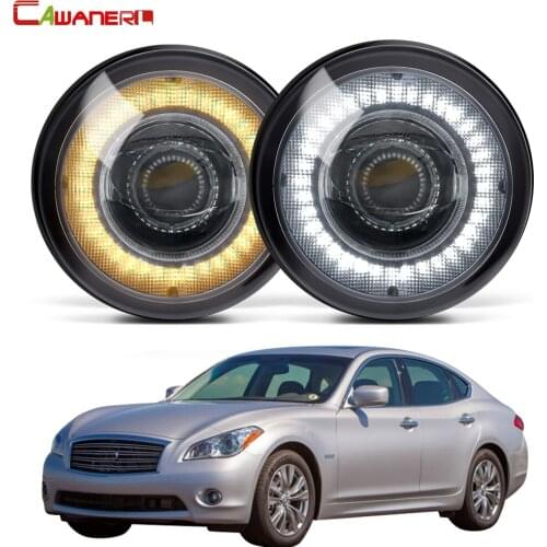 2 X Car Fog Light Assembly LED Angel Eye DRL Daytime Running Light 30W 8000LM 12V For Infiniti Q Q60 Q70 2011 2012 2013 2014