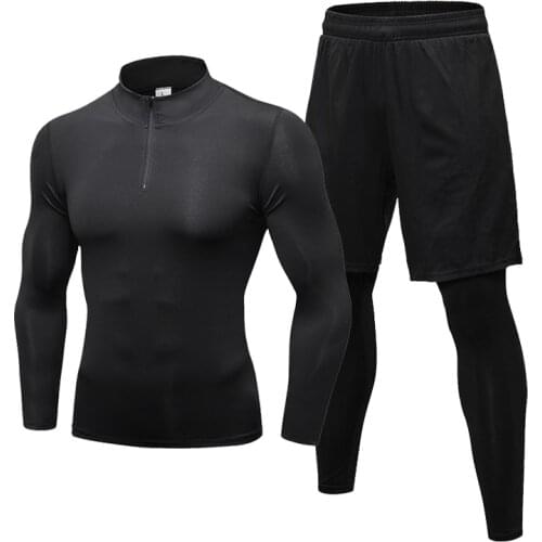 2Pcs/Set Mens Running Set New Arrival Sports Suit Tights Jogging Basketball Sportswear Gym Tracksuit Training Clothes 2XL