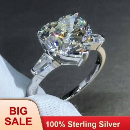 2018 Handmade Heart Shape lovers ring 3ct AAAAA zircon cz Silver color Engagement wedding band rings for women Jewelry