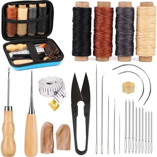 28PCS Leather Sewing Kit Large-Eye Stitching Needles, Waxed Thread, Leather Sewing Tool DIY Leather Craft Beginners guide tool